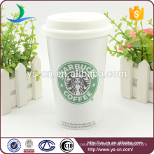 YSm-110 porcelain 12oz coffee mug with lid for travel,12oz mug